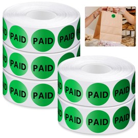 Zhanmai 5 Rolls 5000 Pcs Paid Stickers Retail 1 Inch Round Self Adhesive Thank You for Your Purchase Retail Labels Circle Paid Stickers for Supermarket Sale Store Supplies, Bright Fluorescent Green
