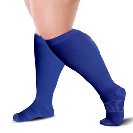 BLU HORN Knee High Compression Socks 15 To 20 mmHg Blue Improves Blood Circulation, Relieves Pain & Swelling, Color-Black