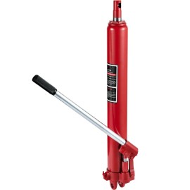 Hydraulic Long Ram Jack, 3 Tons/6600 lbs Capacity, with Single Piston Pump and Clevis Base, Manual Cherry Picker with Handlecolor: Red