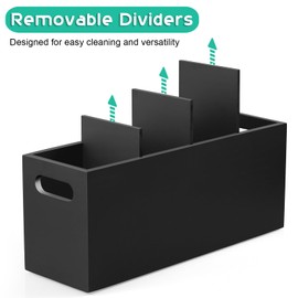 ALELION Large Utensil Holder with Removable Divider - 4 Compartment Wooden Utensil Caddy Organizer for Kitchen Counter - Black Cooking Utensil Crock for Countertop
