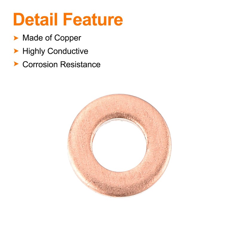 sourcing map 22 Pcs Flat Copper Washers, 4x8x1mm Copper Upgraded