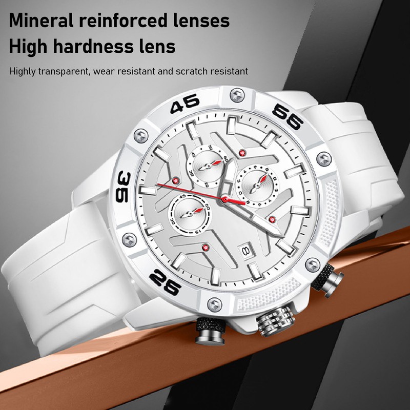 Waterproof Chronograph Watch Fashion Casual Mechanical Silicone Calendar Business Watch