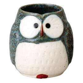 Soho Kiln Yunomi Owl Long Blue Diameter 3.0 x 3.2 inches (7.7 x 8.2 cm) (240cc) 498-29-233