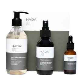 HADA Skincare - Kit 3n1, Incluye Dermolimpiador, Tnico Facial Y Srum Hidratante Con cido hialurnico y Niacinamicida, Extracto De Calndula Y...        