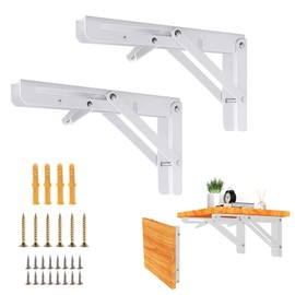 Catekro Folding Console 200 mm, 2 Pieces Folding Console Heavy Duty Table Folding Table Wall, Folding Shelf Brackets, Shelf Brackets, Heavy Duty for Space-Saving Home Kitchen Folding Table Wall