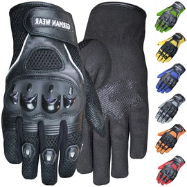 German Wear Motocross Motorcycle Gloves Biker Gloves Textile Gloves 6 x Colours, Size: 10 = XL, Colour: Black