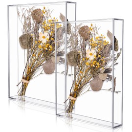Barydat 2 Pcs Acrylic Shadow Boxes Display Cases, Shadow Box DIY Frame Clear Acrylic Display Box Wedding Memory Box Dried Flower Shadow Box Picture Photo Frame for Valentine's Day Wedding(11 x 14'')