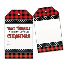 25 Have Yourself a Cozy Little Christmas Gift Tags - Buffalo Plaid, Red