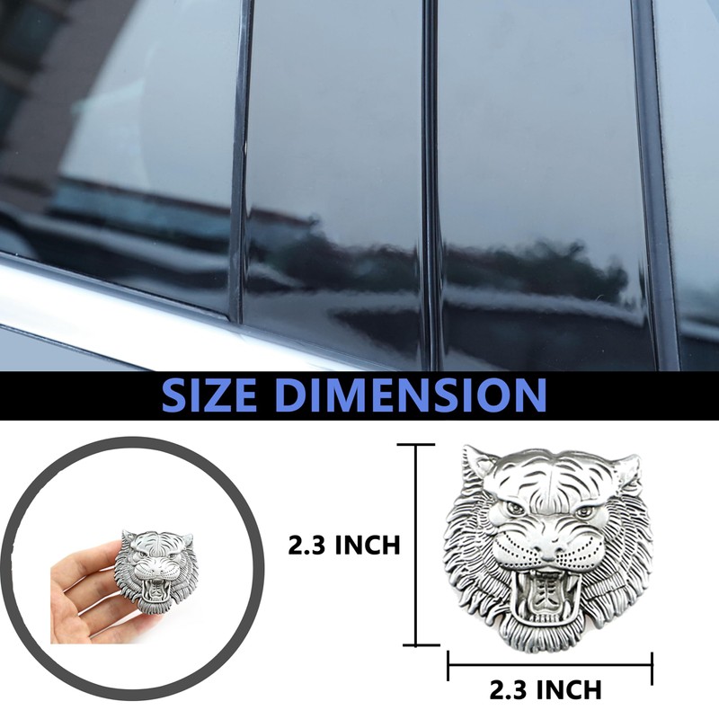 2p Metal Tiger Face Emblem Retro Car Badge Fit for