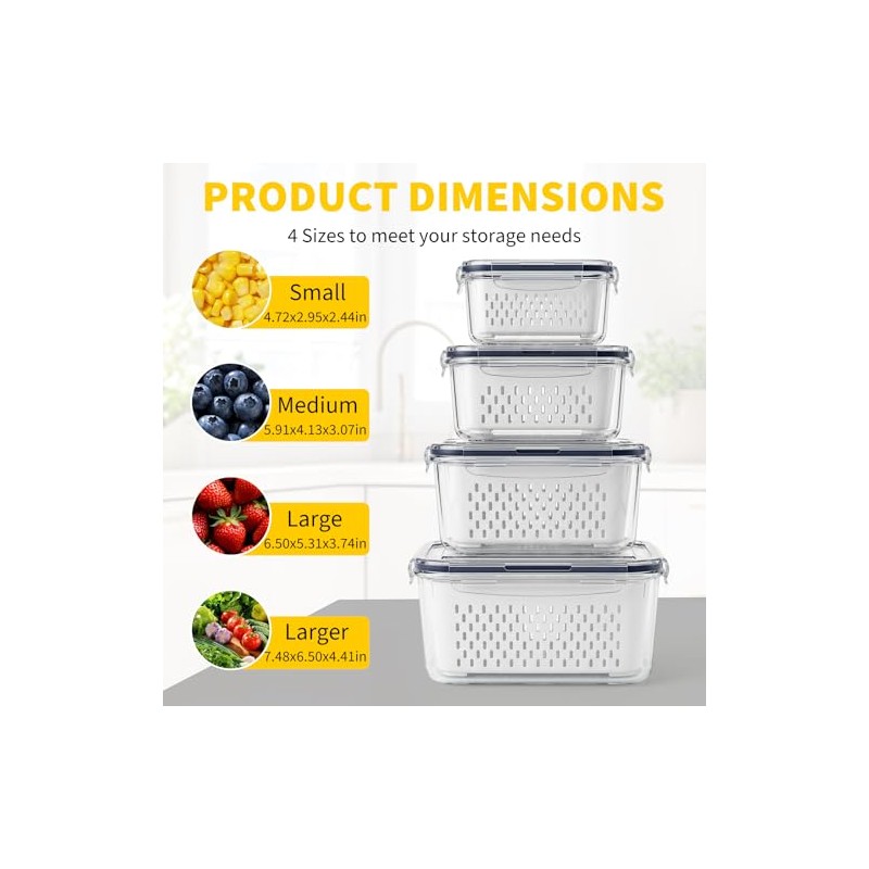 Runhike - Berry keeper Fruit Storage Containers for Fridge with