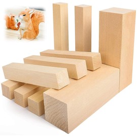 ZHIGOU Basswood Carving Blocks 10 Pieces Set (8 Small Blocks + 2 Large Blocks) Wood Carving Kits - Wood Cutting - Soft Basswood Blocks for Crafts, Handmade DIY, Carving Beginner Practice Blanks