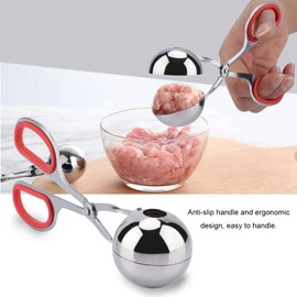Meatball Rice Balls Clip Maker Stainless Steel with Non-Stick Coating for Meatball and Riceball Making (Red)