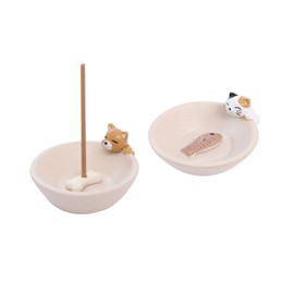 Fujitoya Cat Dog 2-Piece Mini Incense Holder Incense Holder Incense Plate, Japanese Style, Stylish