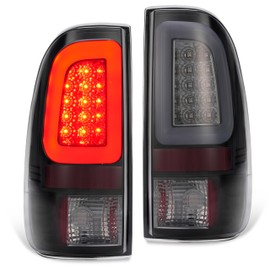 KUAFU Tail Light Pair Compatible with 2008-2016 Ford F-250 F-350 F-450 F-550 Super Duty Rear Lamp L&R W/LED Tube Bar W/O Bulbs (Smoke Lens+Chrome Housing) Replacement for 7C3Z13404A 7C3Z13405A