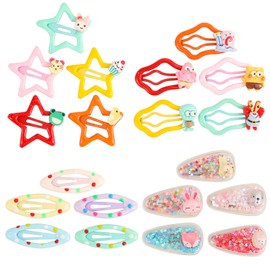 Brcowdp 20 metal snap hair clips cute candy color design resin cartoon decorative hair clips suitable for girls children and babies
