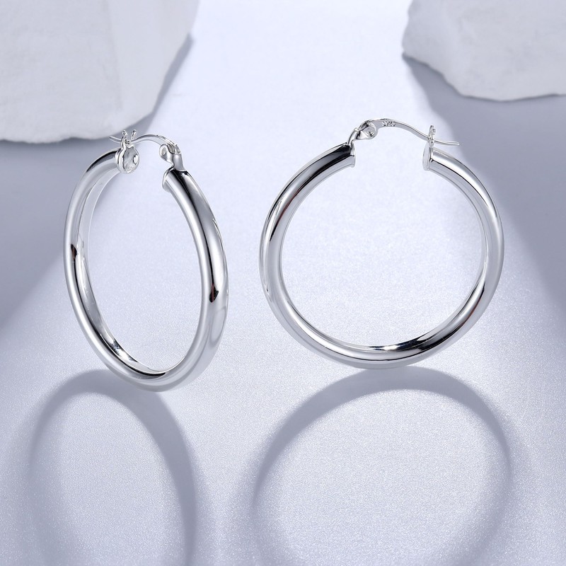 MILACOLATO Hoop Earrings Silver/Gold Large for Women Earrings with Hypoallergenic