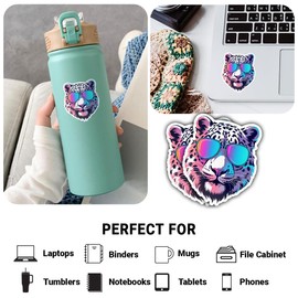 3 Pcs Super Cool Snow Leopard Stickers – Funny Snow Leopard Decals for Animal Lovers – Gifts for Fans of Powerful and Beautiful Snow Leopards – for Laptop, Water Bottle, Tumbler – 3"x3"