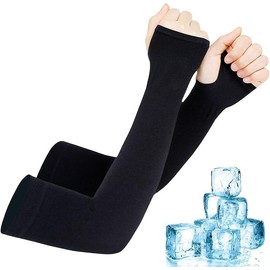 Leonaoye Arm Cover, Women's, Cooling Sensation, Summer, Cooling, Absorbent, Quick Drying, Heat Vaporization, UV Protection, Sun Protection, Arm Cover, Sports, Work, Outdoor, Unisex, Black