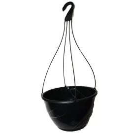 Landmark Plastics 12" Black Plastic Hanging Baskets {Set of 10} - DECO SWIRL