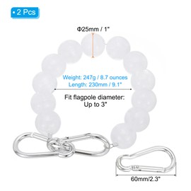 PATIKIL Flagpole Retainer Ring Flag Pole Accessories, 2 Pcs Flagpole Mount Ring Accessories Keep Flag Close to Pole with Stainless Steel Cable for Indoor Outdoor, White, 3"