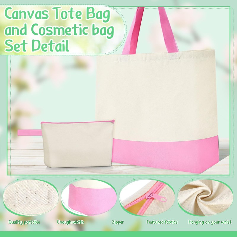 Sanwuta 24 Pcs Canvas Tote Bags Bulk 18.5" Cotton Cosmetic
