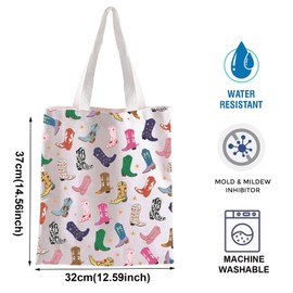 TOBGBE Cowgirl Western Boots Inspired Canvas Tote Bag Country Girl Gifts Western Stuff Country Concert Gifts (Boots Tote CA)