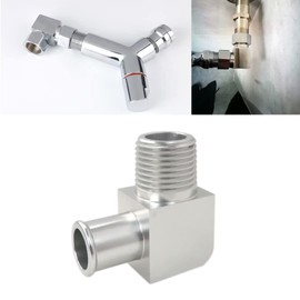 Universal Chrome Billet Aluminum 90° Heater Hose Fitting 1/2" NPT to 5/8" Hose Barb Fits 1/2" NPT Water Pumps or Intake Manifolds