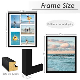 DUENPY 13x16 Picture Frame 5x7 Collage Picture Frame Displays Five 5x7 inch Photos Collage Wall Decor Wall Hanging Black