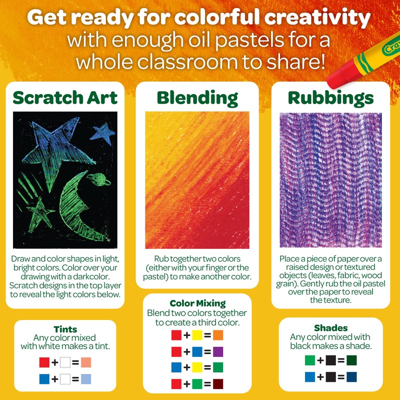 Crayola Oil Pastels Classpack (336ct), 12 Brilliant Opaque Colors, Kids