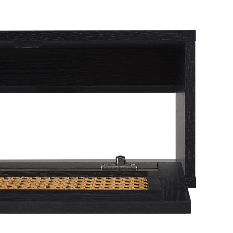 Walker Edison Destin Modern Rattan Flip-Down-Door Wall-Mounted Floating TV Stand