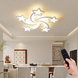 JAYMP Star Shaped Ceiling Light Dimmable Modern Ceiling Lamp Remote Control LED Lighting Fixture for Bedroom Living Room Dining Room (White/5 Stars)