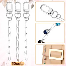 Liliaafar 50 Sets Keychain Making Kit Metal Keychain Clips with Key Ring Swivel Snap Hook Lobster Claw Clasps and Extender Chain Bulk for DIY Craft Supplies Jewelry Purse Bags Accessories Gift(Silver)
