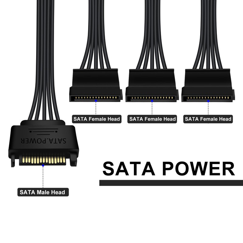 HuaLiSiJi SATA Cable Splitter 3 Compartments SATA Power Cable Splitter