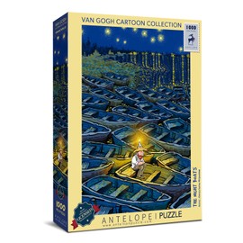 Antelope Vincent Van Gogh Jigsaw Puzzle by Artist Alireza Karimi Moghaddam, 1000 Pieces, 29.5" x 20.5", Van Gogh Jigsaw Puzzle, Challenging and Fun Indoor Game (The Night Boats)