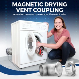 Ducameny Magnetic Dryer Vent Connector Kit - DV180 Airtight Seal Quick-Connect with 4" Dryer Vent Hose & Clamps, Fire Safety Solution