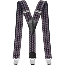 Decalen Men's Braces Wide Extra Strong Clips Y Shape Long for Men and Women One Size Fits All Different Colours - grey black