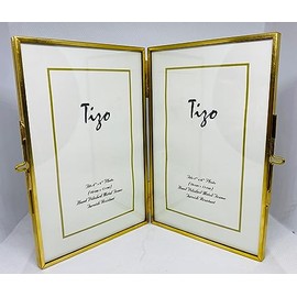 Tizo 4" X 6" Brass Photo Frames Double Self Standing, Made in Italy
