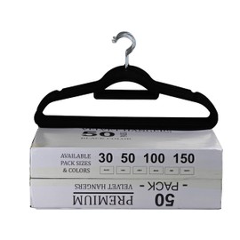 ZAKUTO Velvet Hangers 50 Pack - Heavy Duty, Multipurpose, Non Slip, Ultra Thin Hangers with 360 Degree Swivel Hooks, Notched Shoulders & Tie Bar - Black