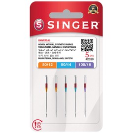 Singer 5 Mixed Needles for Sewing Machine 2020 (80/12-90/14-100/16) - Uiversali