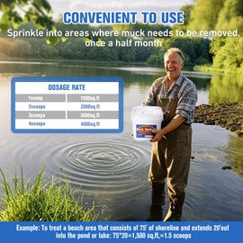 Muck Removal-4.1LB Natural Pond Clear Water Treatment, Muck and Sludge Remover for Ponds & Lakes, Oxygenates, Eliminates Odors, Safe for Fish, Pets, Plants, Treats Up to 20,000 Sq Ft