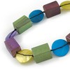 Avalaya Multicoloured Wood/Shell Bead Metallic Silver Cord Necklace - 82cm