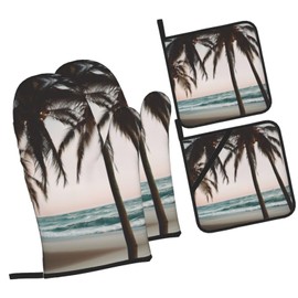 Cartoon Pigeon 1 Print Oven Mitts and Pot Holders Sets of 4-Piece Anti-slipKitchen Decoration Cooking,Baking,BBQ