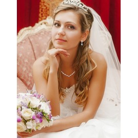 Choice of All Silver Prom Jewelry Set: Wedding & Prom Necklace & Earrings - Classic Rhinestone Set for Women