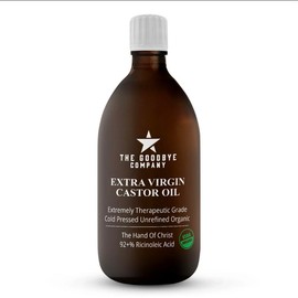 The Goodbye Company 100% Pure Castor Oil Medium 8 Fl oz Bottle - USDA Certified Organic, Cold Pressed & Unrefined, Hexane-Free - 8 Fl oz Body Care Pack - Oil Type: Extra Virgin Castor Oil