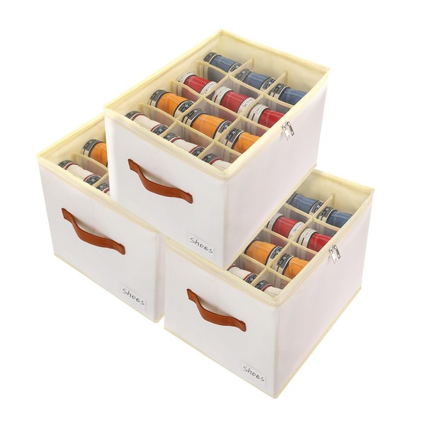 Patinao 3 Pack Shoe Storage Box Organizer for Closet -