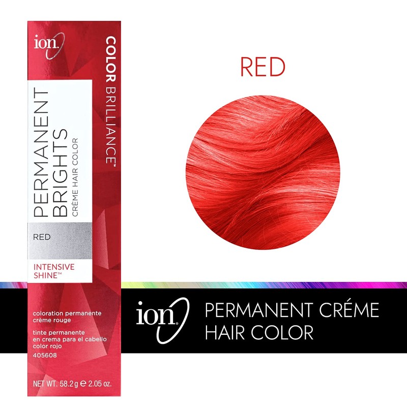Ion Permanent Brights Creme Hair Color Red, Vegan, Cruelty Free,