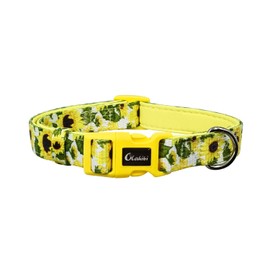 Olahibi Neoprene Padded Dog Collar, Soft and Comfortable, Floral Pattern, for Small Dogs.(Small, Sunflower)