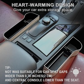 Car Seat Gap Filler Organizer, 2 Pack Multifunctional Car Seat Organizer, Auto Console Side Storage Box with Cup Holders 2 Seat Hooks for Drink, Car Organizer Front Seat for Holding Phone, Sunglasses