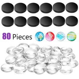 Ceramic Magnets for Craft Fridge Refrigerator Magnets with Transparent Glass Cabochons Round Disc Ferrite Ceramic Magnets for DIY Fridge Craft Making Magnet with Adhesive Backing