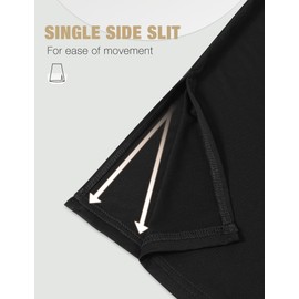 MANCYFIT Women's Half Slips for Under Dresses Non Cling Under Skirt Slips with Single Side Slits Black Medium